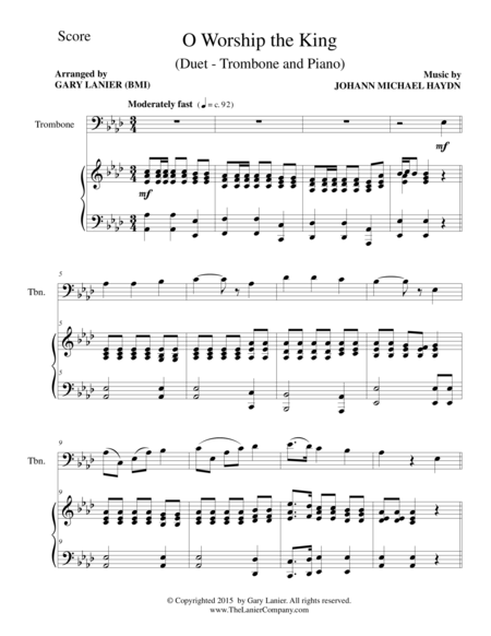 O Worship The King Duet Trombone And Piano Score And Parts Page 2