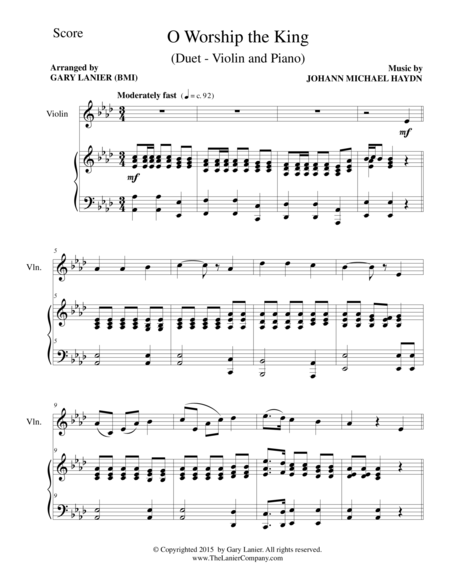 O Worship The King Duet Violin And Piano Score And Parts Page 2