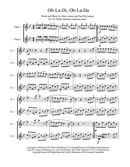 Ob La Di Ob La Da Flute Duet Page 2