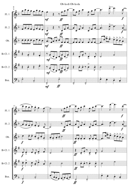 Ob La Di Ob La Da For Wind Sextet Page 2