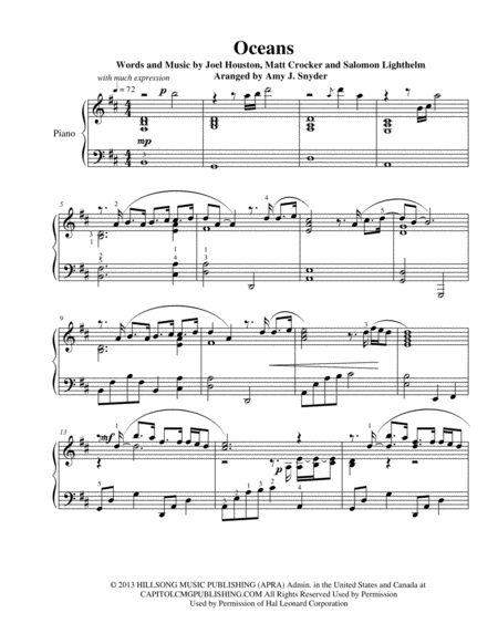 Oceans Where Feet May Fail Piano Solo Page 2