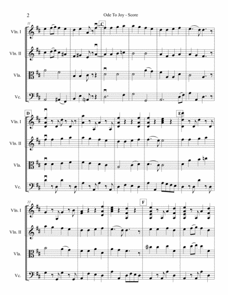 Ode To Joy For String Quartet Page 2