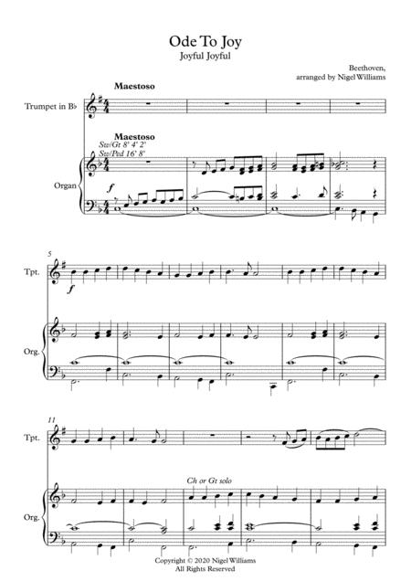 Ode To Joy For Trumpet And Organ Page 2