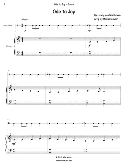 Ode To Joy Snare Drum Page 2