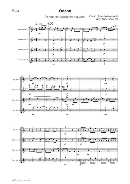 Odeon By Ernesto Nazareth For Soprano Saxophoes Quartet Page 2