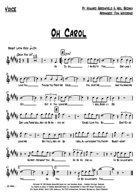 Oh Carol 9 Piece Band Page 2