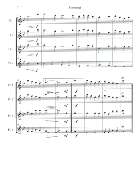Oh Come Emmanuel For Flute Quartet Page 2