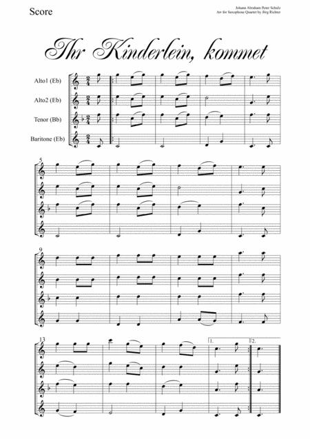 Oh Come Little Children Ihr Kinderlein Kommet For Saxophone Quartet Page 2