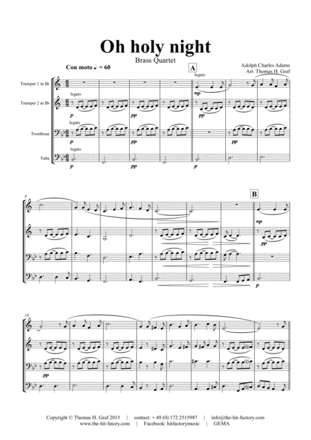 Oh Holy Night Cantique De Nol Christmas Song Brass Quartet Page 2