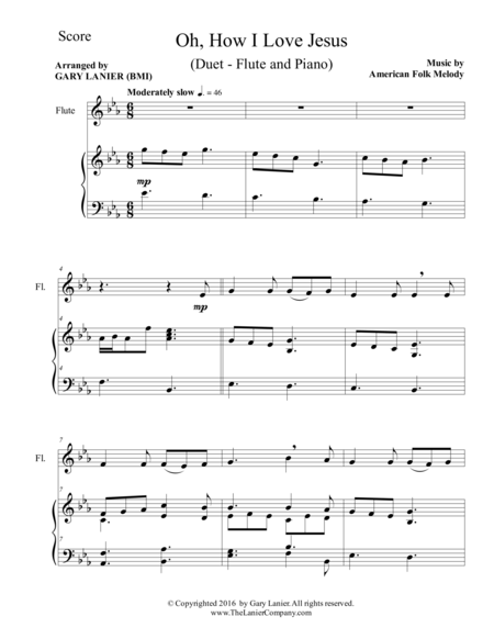 Oh How I Love Jesus Duet Flute Piano With Parts Page 2
