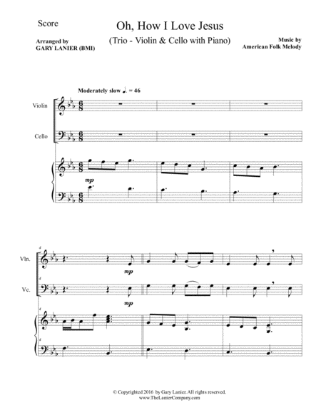 Oh How I Love Jesus Trio Violin Cello With Piano Including Parts Page 2