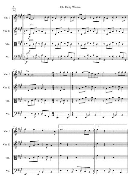 Oh Pretty Woman For String Quartet Page 2