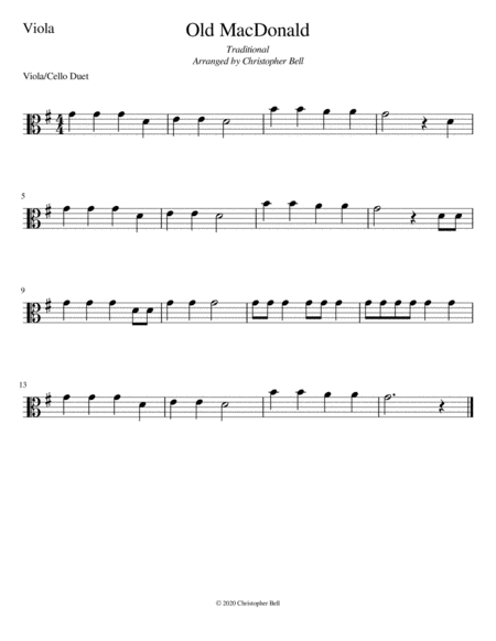 Old Macdonald Viola Cello Duet Level 1 Page 2