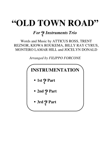 Old Town Road Lil Nas X Feat Billy Ray Cyrus Bass Clef Instruments Trio Lower Octave Page 2