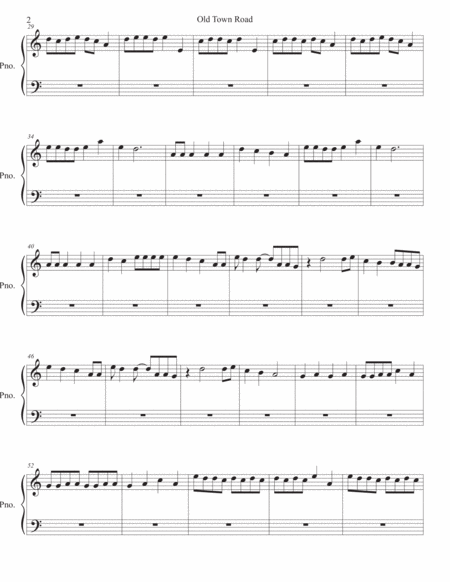 Old Town Road Piano Easy Key Of C Page 2