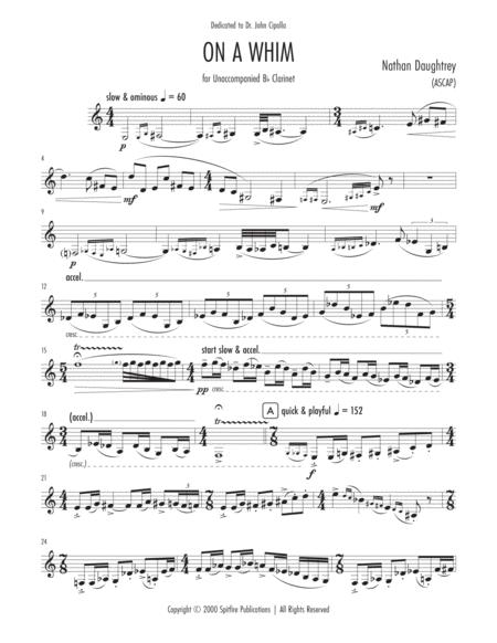 On A Whim For Unaccompanied B Flat Clarinet Page 2
