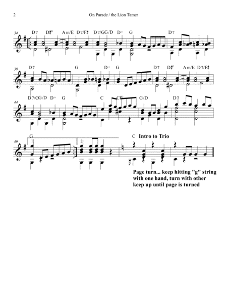 On Parade The Lion Tamer By John Philip Sousa For Guitar Solo Page 2