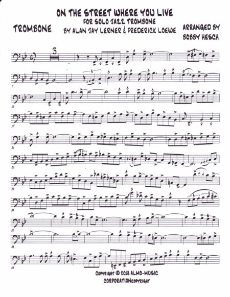 On The Street Where You Live For Solo Jazz Trombone Page 2