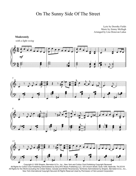 On The Sunny Side Of The Street For Solo Piano Page 2