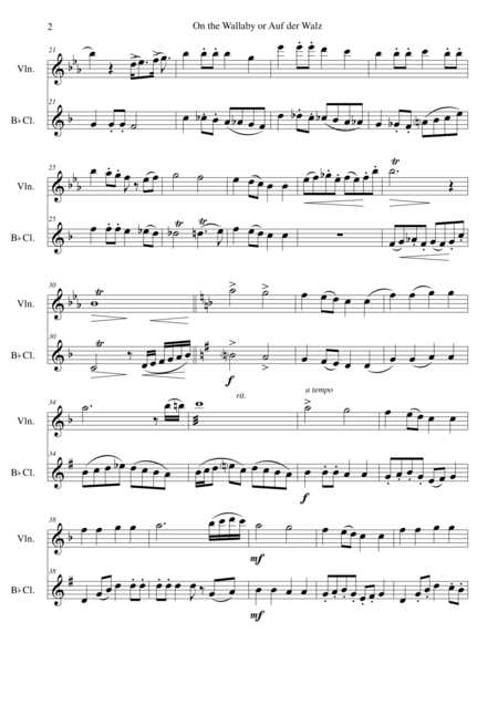 On The Wallaby Or Auf Der Walz For Violin And Clarinet Page 2