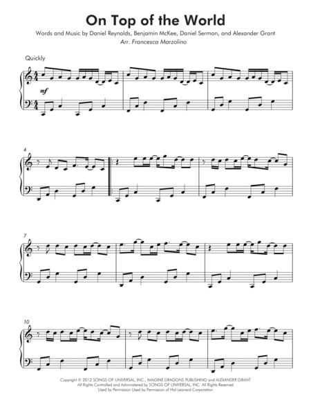 On Top Of The World Intermediate Piano Page 2