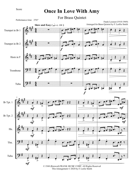 Once In Love With Amy For Brass Quintet Page 2