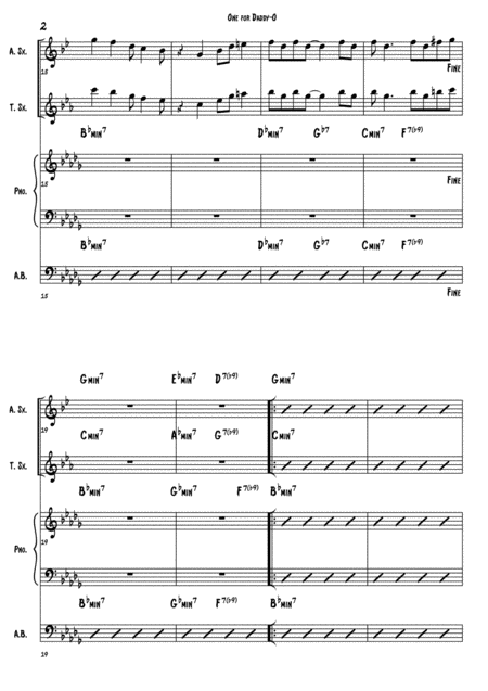 One For Daddy O N Adderley Score And Individual Parts Alto Sax Tenor Sax Piano Bass Page 2