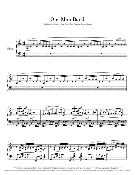 One Man Band Arranged For Piano Solo In F Major Page 2