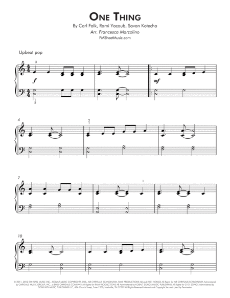 One Thing Easy Piano Page 2