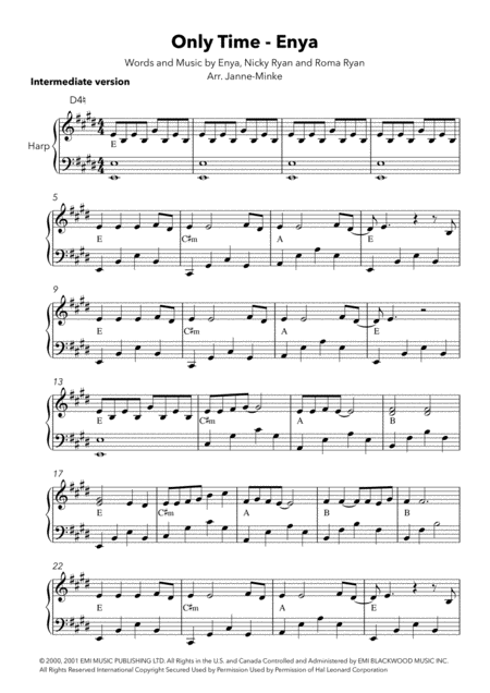 Only Time Harp Solo Intermediate Version Page 2