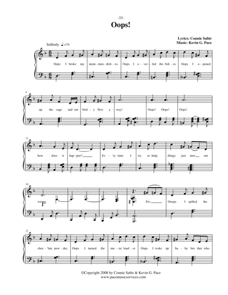 Oops Vocal Solo With Piano Accompaniment Or Piano Solo Page 2