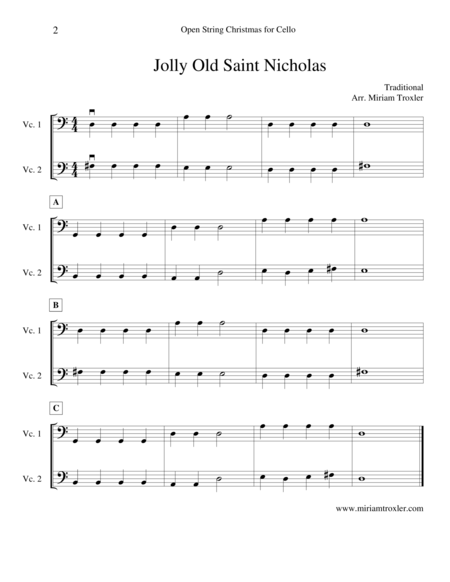 Open String Christmas For Cello Page 2