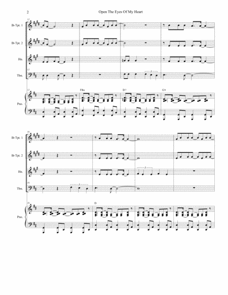 Open The Eyes Of My Heart For Brass Quartet And Piano Page 2