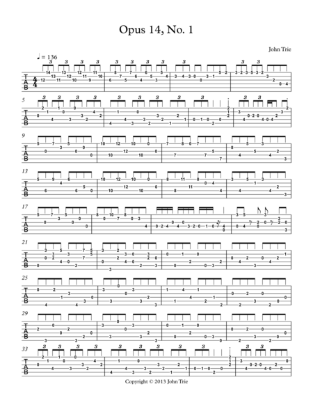 Opus 14 No 1 Guitar Tablature Page 2