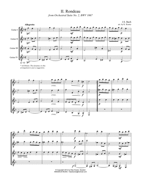 Orchestal Suite No 2 Bwv 1067 Mov 2 7 For Guitar Quartet Page 2