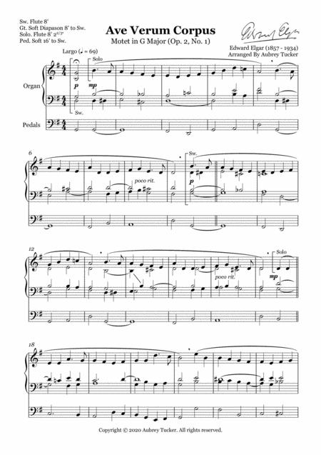 Organ Ave Verum Corpus Motet In G Major Op 2 No 1 Edward Elgar Page 2