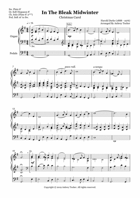 Organ In The Bleak Midwinter Christmas Carol Harold Darke Page 2