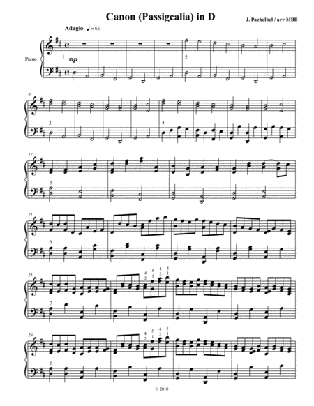 Original Canon In D For Piano Solo Directly From The Score Page 2