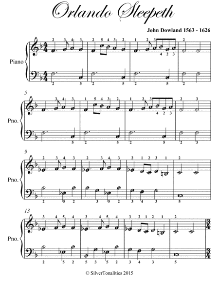 Orlando Sleepeth Easy Piano Sheet Music Page 2