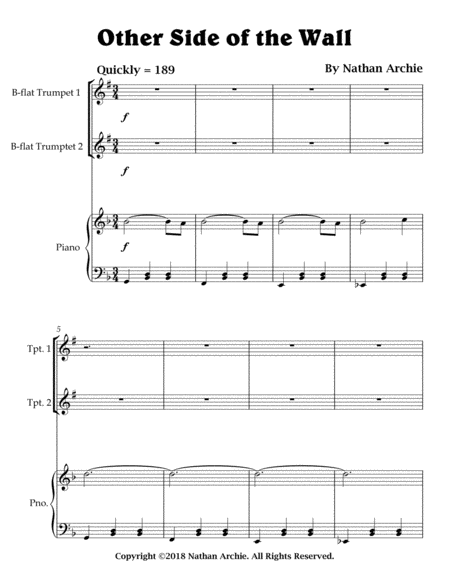 Other Side Of The Wall For 2 Trumpets Piano Page 2