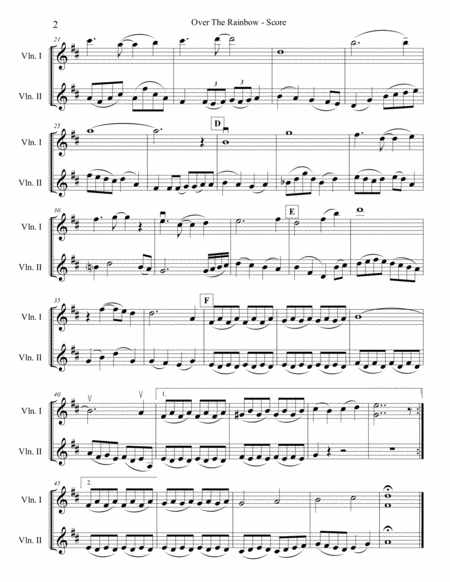 Over The Rainbow For Two Violins Page 2