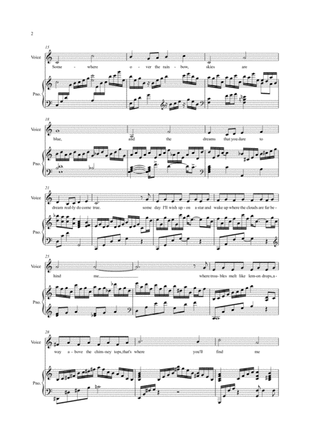 Over The Rainbow For Voice And Piano C Major Page 2