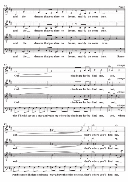 Over The Rainbow From The Wizard Of Oz A Cappella Page 2