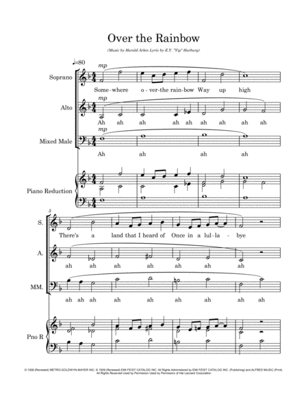 Over The Rainbow From The Wizard Of Oz Arranged For 3pt Choir Page 2