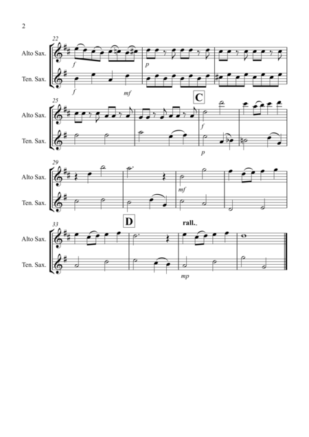 Over The Rainbow From The Wizard Of Oz For Alto And Tenor Saxophone Duet Page 2