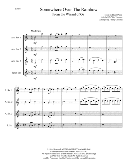 Over The Rainbow From The Wizard Of Oz For Saxophone Trio Page 2