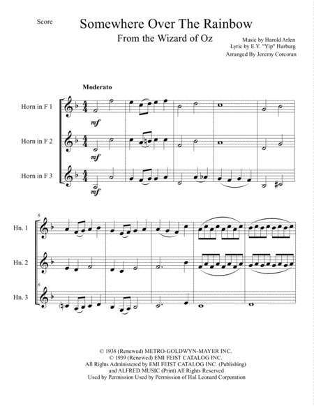 Over The Rainbow From The Wizard Of Oz For Three French Horns Page 2