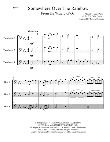 Over The Rainbow From The Wizard Of Oz For Trombone Trio Page 2