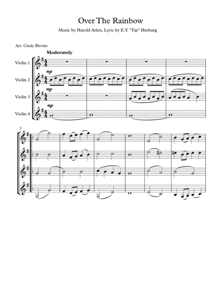 Over The Rainbow From The Wizard Of Oz For Violin Quartet Page 2