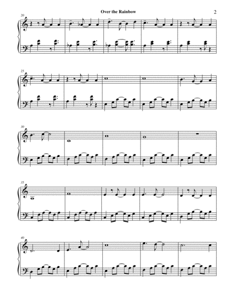 Over The Rainbow From The Wizard Of Oz Hawaiian Arrangement Intermediate Level Piano By Debbie Center Page 2